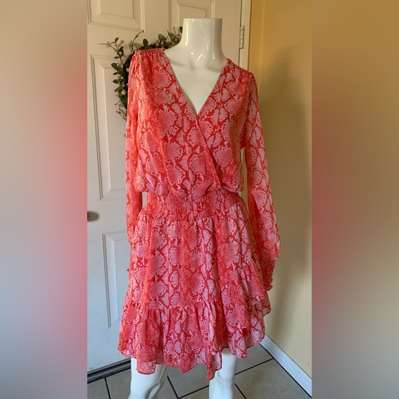 MICHAEL Michael Kors Dresses & Skirts - Michael Kors Vibrant Coral Red Snake Print Dress
